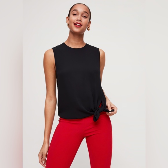 Babaton Tops - Aritzia’s Babaton Hopkins Tie Blouse in Black, size Medium